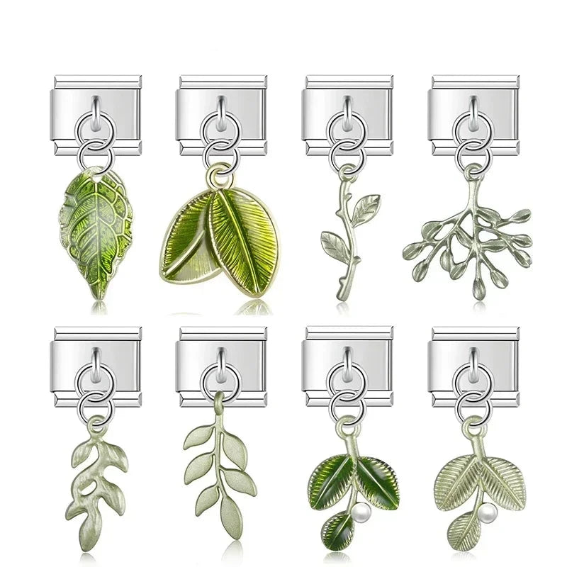 Green leaf charms